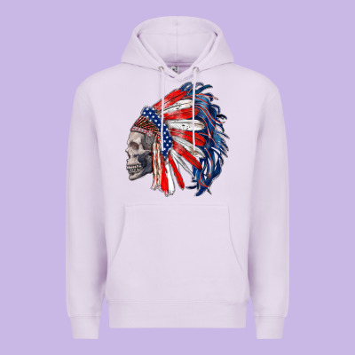 American Indian Headdress With Skull Premium Hoodie Designed By Ranaportraitstore
