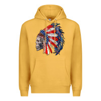 Mustard american indian headdress with skull Premium Hoodie - RanaPortraitStore