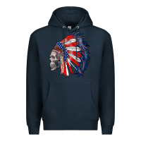 Navy american indian headdress with skull Premium Hoodie - RanaPortraitStore