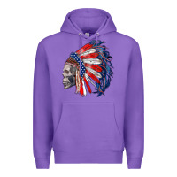 Purple american indian headdress with skull Premium Hoodie - RanaPortraitStore