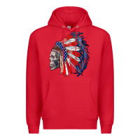 Red american indian headdress with skull Premium Hoodie - RanaPortraitStore