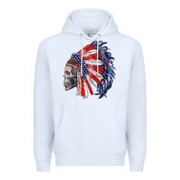 White american indian headdress with skull Premium Hoodie - RanaPortraitStore