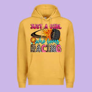 Just A Girl Who Loves Racing Premium Hoodie Designed By Zillion Design Studio