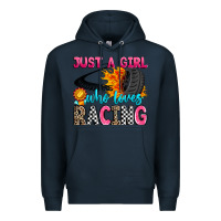 Navy just a girl who loves racing Premium Hoodie - Zillion Design Studio