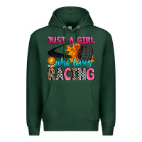 Sports Green just a girl who loves racing Premium Hoodie - Zillion Design Studio