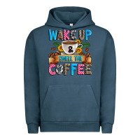Pigment Midnight Navy wake up and smell the coffee Urban Hoodie - Zillion Design Studio