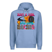 Colony Blue just a girl who loves racing Premium Hoodie - Zillion Design Studio