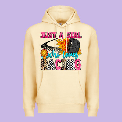 Just A Girl Who Loves Racing Premium Hoodie Designed By Zillion Design Studio