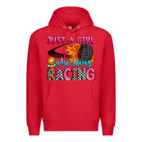 Red just a girl who loves racing Premium Hoodie - Zillion Design Studio