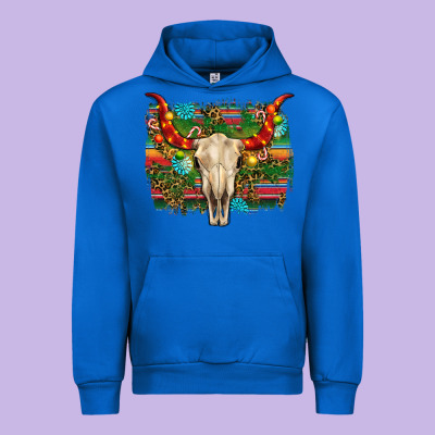 Western Christmas Bull Skull Urban Hoodie Designed By Ranaportraitstore