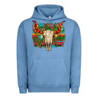 Pigment Pebble Blue western christmas bull skull Urban Hoodie - RanaPortraitStore