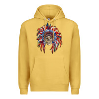 Antique Gold american flag indian headdress with skull Premium Hoodie - RanaPortraitStore