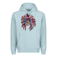 American Flag Indian Headdress With Skull Premium Hoodie | Teevron