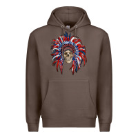 Coffee american flag indian headdress with skull Premium Hoodie - RanaPortraitStore
