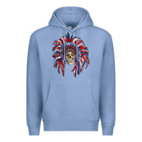 Colony Blue american flag indian headdress with skull Premium Hoodie - RanaPortraitStore