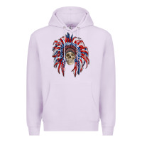 Lilac american flag indian headdress with skull Premium Hoodie - RanaPortraitStore