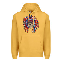 Mustard american flag indian headdress with skull Premium Hoodie - RanaPortraitStore
