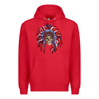 Red american flag indian headdress with skull Premium Hoodie - RanaPortraitStore