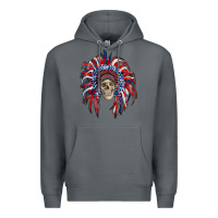 Rock american flag indian headdress with skull Premium Hoodie - RanaPortraitStore