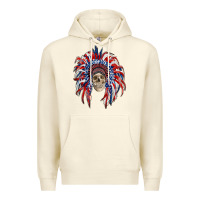 Sandshell american flag indian headdress with skull Premium Hoodie - RanaPortraitStore