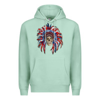 Seafoam american flag indian headdress with skull Premium Hoodie - RanaPortraitStore