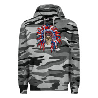 Slate Camo american flag indian headdress with skull Premium Hoodie - RanaPortraitStore