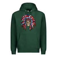 Sports Green american flag indian headdress with skull Premium Hoodie - RanaPortraitStore