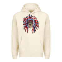 Tofu american flag indian headdress with skull Premium Hoodie - RanaPortraitStore