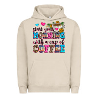 Pigment French Oak start your morning with a cup of coffee Urban Hoodie - Zillion Design Studio