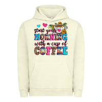 Pigment Pistachio start your morning with a cup of coffee Urban Hoodie - Zillion Design Studio