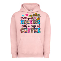 Pigment Salmon start your morning with a cup of coffee Urban Hoodie - Zillion Design Studio