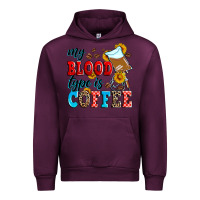 Mauve Wine my blood type is coffee Urban Hoodie - Zillion Design Studio