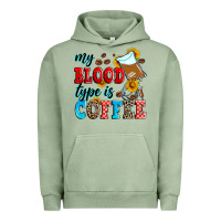 Pigment Oil Green my blood type is coffee Urban Hoodie - Zillion Design Studio