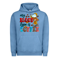 Pigment Pebble Blue my blood type is coffee Urban Hoodie - Zillion Design Studio