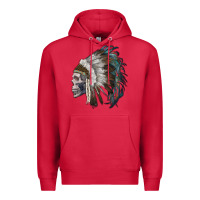 Cardinal skull with indian headdress Premium Hoodie - RanaPortraitStore