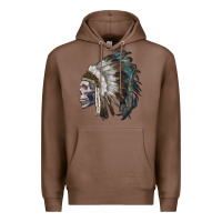 Chestnut skull with indian headdress Premium Hoodie - RanaPortraitStore