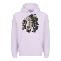 Lilac skull with indian headdress Premium Hoodie - RanaPortraitStore