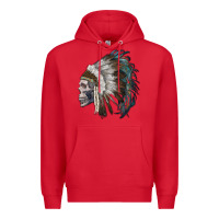 Red skull with indian headdress Premium Hoodie - RanaPortraitStore