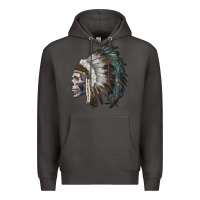 Smoke skull with indian headdress Premium Hoodie - RanaPortraitStore