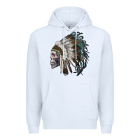 White skull with indian headdress Premium Hoodie - RanaPortraitStore