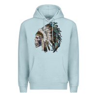 Blue Mist skull with indian headdress Premium Hoodie - RanaPortraitStore