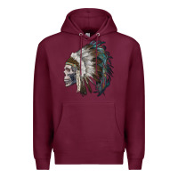 Burgundy skull with indian headdress Premium Hoodie - RanaPortraitStore