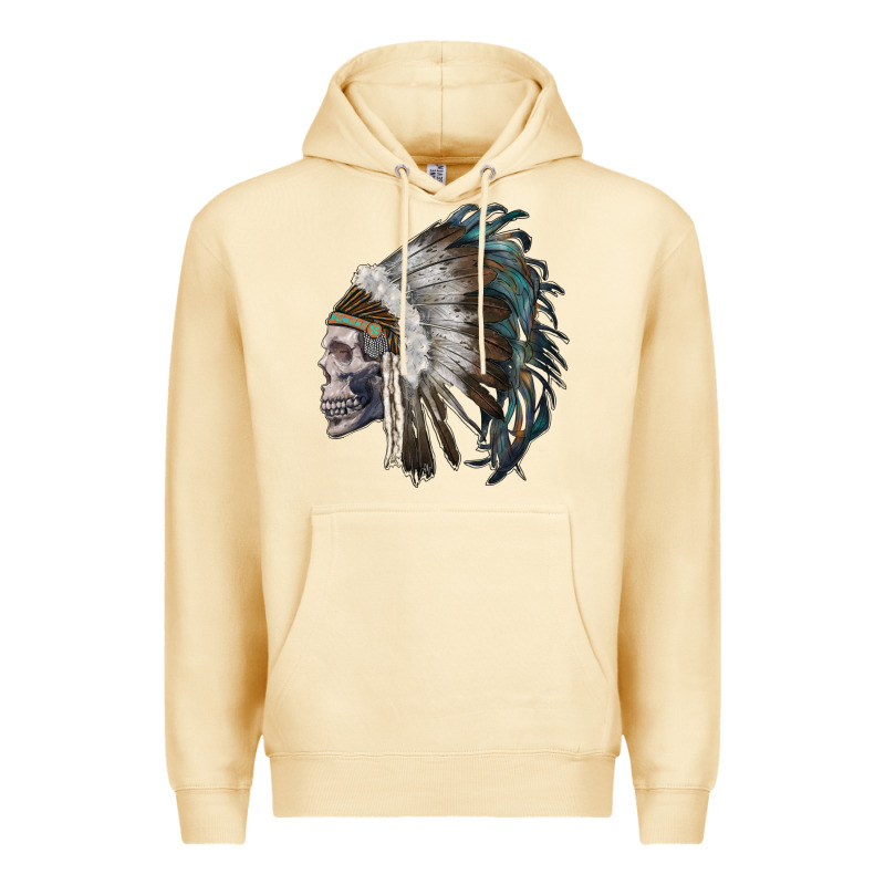 Skull With Indian Headdress Premium Hoodie by RanaPortraitStore | Teevron