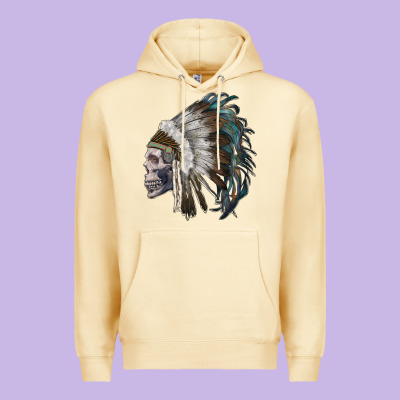 Skull With Indian Headdress Premium Hoodie Designed By Ranaportraitstore