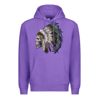 Purple skull with indian headdress Premium Hoodie - RanaPortraitStore