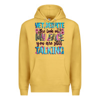 Antique Gold yet,despite the look on my face you are still talk Premium Hoodie - Zillion Design Studio