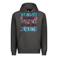 Charcoal Heather yet,despite the look on my face you are still talk Premium Hoodie - Zillion Design Studio