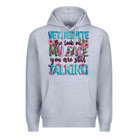 Heather Grey yet,despite the look on my face you are still talk Premium Hoodie - Zillion Design Studio