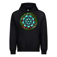 Black Christmas Round Turquoise Gemstone Urban Hoodie - RanaPortraitStore