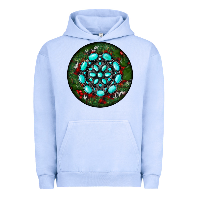 Christmas Round Turquoise Gemstone Urban Hoodie by RanaPortraitStore | Teevron
